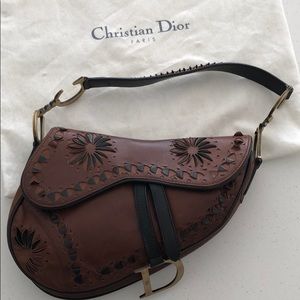 Christian Dior Vintage Brown and Black Saddle Bag